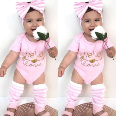 

UK Newborn Infant Baby Girl 3PCs Set Romper Jumpsuit Bodysuit Leg Warmer Outfits