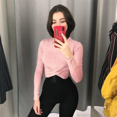 

AU Women Casual Plain Cotton Linen OL Tops T Shirt Ladies Long Sleeve Tee Blouse