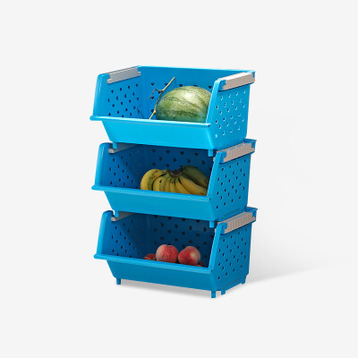 

Yamei Le kitchen shelves multi-storey storage shelves vegetables blue layer frame thick plastic green 3 layer YCL32