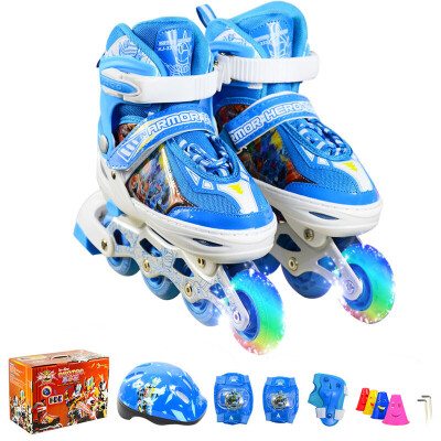 

Armor warrior flash wheel set skates children men and women pulley shoes adjustable roller skates skates KJ-335 S blue