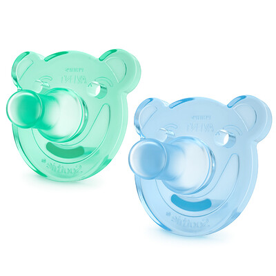 

Philips AVENT USA imported AVENT full silicone soft pacifier tooth gel 0-3 months blue green integrated design SCF19401