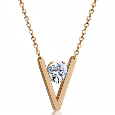 

YISHIZHIAI V-shaped pendant simple personality necklace clavicle chain fashion womens jewelry 4455