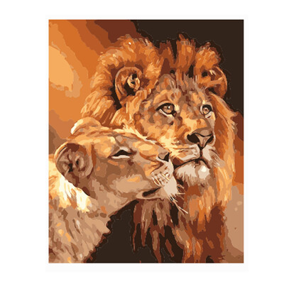 

Two Lions DIY Digital Oil Hand Painting Wall Decoration
