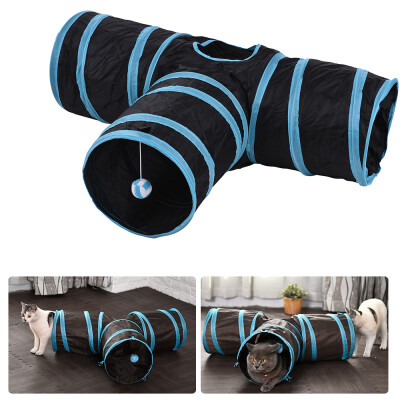 

Collapsible 3 Way Pets Cat Tunnel Tube for Kittens Puppies Rabbits Guinea Pigs Pet Toys with Ball Crinkle Fabric