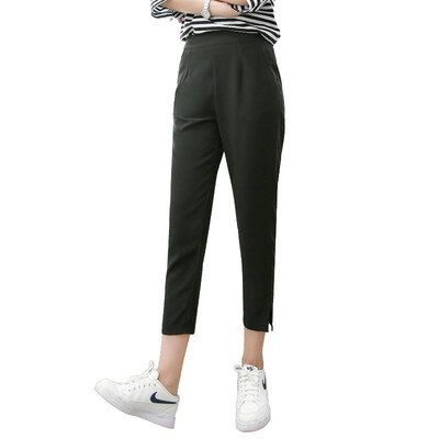 

Antarctic nanjiren casual pants female simple wild feet pants fashion nine points Harlan pants female models black  16576
