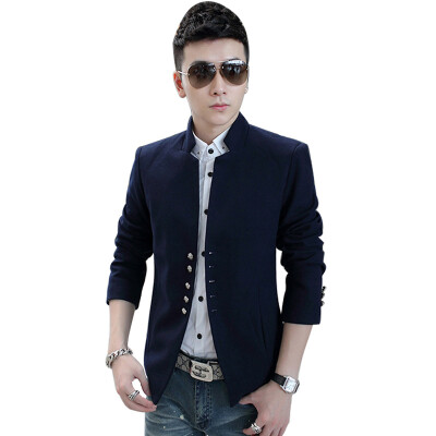 

(MSEK) XZ6450 men's Korean version of the small suit jacket suit collar fashion single suit navy blue XXL