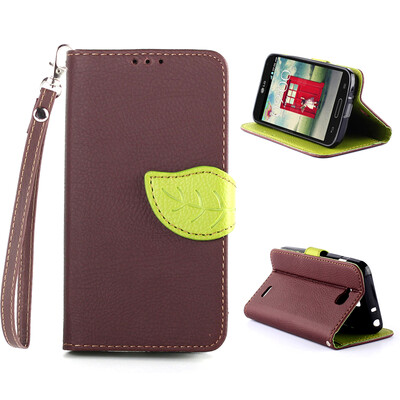

Brown Design PU Leather Flip Cover Wallet Card Holder Case for LG L90