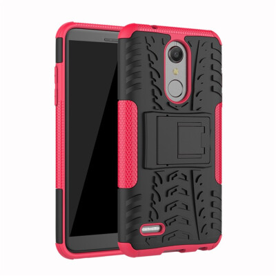 

Fivice LG K10 2018 Case TPU anti-fall tire pattern back clip bracket phone case