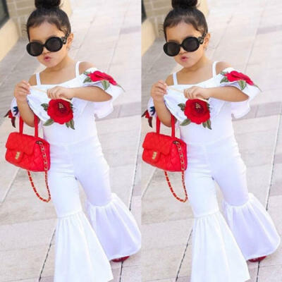 

1-6Y Toddler Baby Rompers Kids Girls Jumpsuit Bodysuit Bell Bottom Pants Outfits