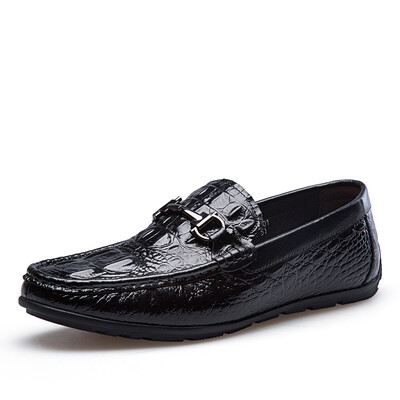 

Playboy (PLAYBOY) Мужская классическая деловая повседневная кожаная обувь Crocodile Velcro Shoes Повседневная обувь для горошек Мужская обувь Black 42