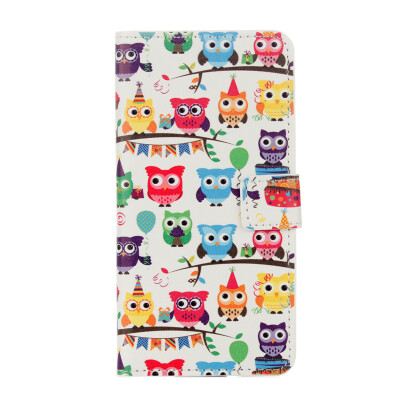 

Colorful owls Design PU Leather Flip Cover Wallet Card Holder Case for Wiko Tommy