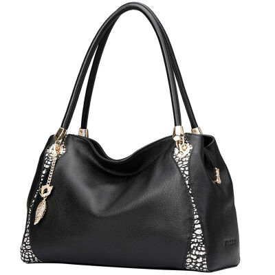 

Golden Fox (FOXER) first layer of leather fashion hit color handbag shoulder bag 939037F1A black