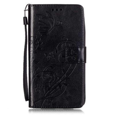 

Black Flower Design PU Leather Flip Cover Wallet Card Holder Case for MOTO X PLAY