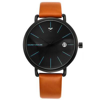 

Disney children's watch Korean simple fashion black trumpet ultra-thin quartz watch men and women waterproof couple table student leather date electronic watch 13002B2