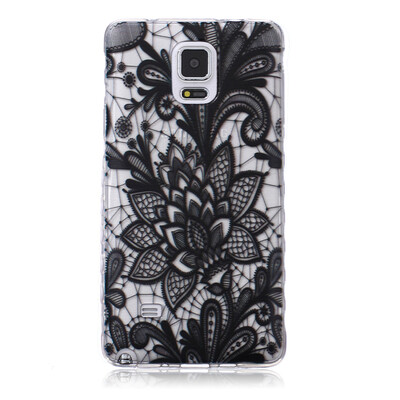 

Black Rose Pattern Мягкий тонкий ТПУ Резиновая крышка силиконовый гель чехол для SAMSUNG GALAXY Note 4