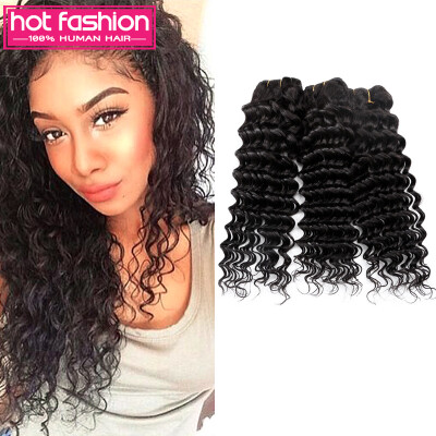 

Hot Fashion Products 3 Bundles Deep Wave Brazilian Hair 8A Grade Brazilian Hair Bundles 1B Human Hair Extensions Free Shipping