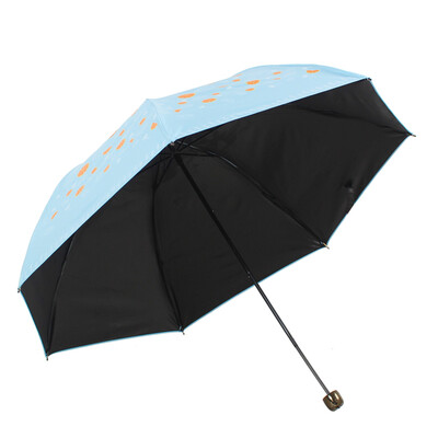 

Umbrella umbrella UPF50 full shade black silk silk silk fruit three fold mushroom pencil sunny umbrella sun umbrella light blue 30074ELCJ