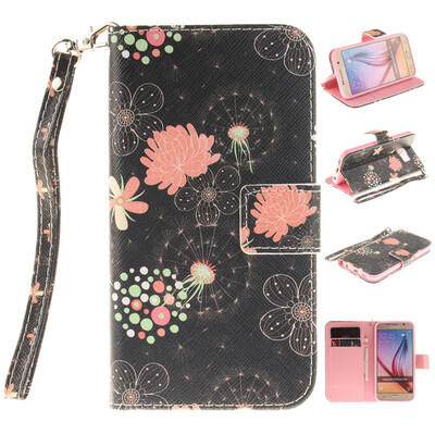 

Colorful flowers Design PU Leather Flip Cover Wallet Card Holder Case for SAMSUNG GALAXY S6