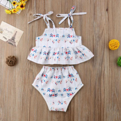 

Summer Newborn Infant Baby Girls Arrow Tops Dress Shorts Panties Clothes Outfits