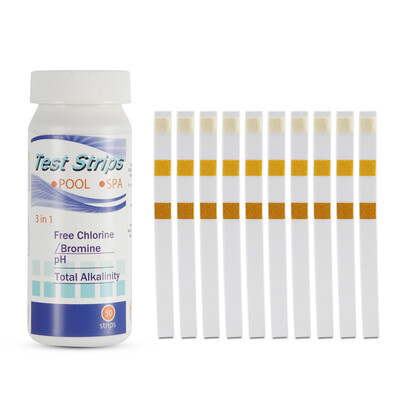 

3-in-1 Pool & Spa Strips Chlorine Bromine pH Value Alkalinity Cyanuric Acid Total Hardness Acidity Swimming Pool Test Paper Water