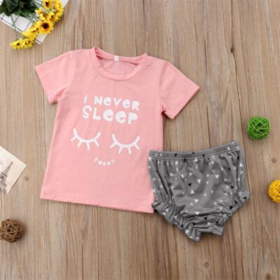 

Cute Kids Baby Girl 2Pcs Casual Summer Outfits T-shirt Tops Shorts Pants Clothes