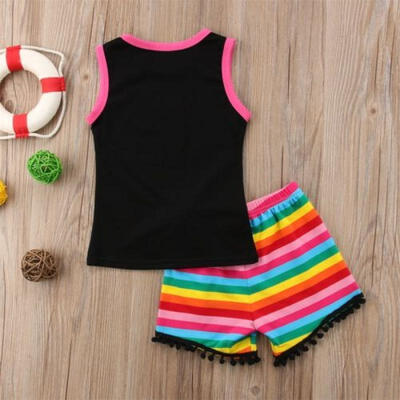 

USA Toddler Kids Baby Girls Floral Tops T-shirt Pants Shorts Outfits Clothes HZ