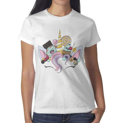

Cool Unicorn Riding Dinosaur T-Rex Girls White T-Shirt Cotton Interesting T-Shirts