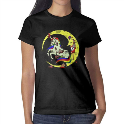 

Geometric Rainbow Unicorn Womens Black t Shirts Personalised Pretty Women Cotton Tshirts