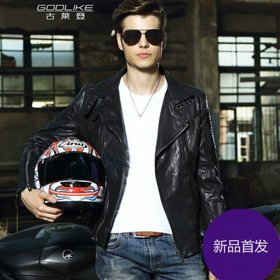 

Mens leather jacket long sleeve autumn witer clothing genuine sheepskin motocycle coat real leather the newest simple style