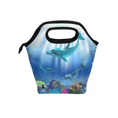 

Lunch Tote Bag Sea World Travel Picnic Insulated Lunch Handbags Portable Zipper Lunch Bag Box