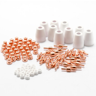 

100PCS Copper Extended Long Plasma Cutter Tip Electrode Nozzle Shieded-cup Gas Ring Kit Consumable For PT-31 -G-40 Cutting Torch