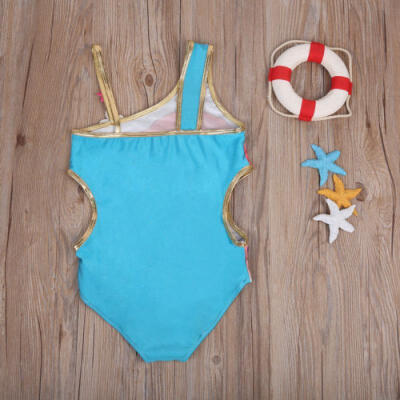 

UK Toddler Kid Baby Girls Mermaid Cartoon Bikini Swimwear Swimsuit Beach Bathing