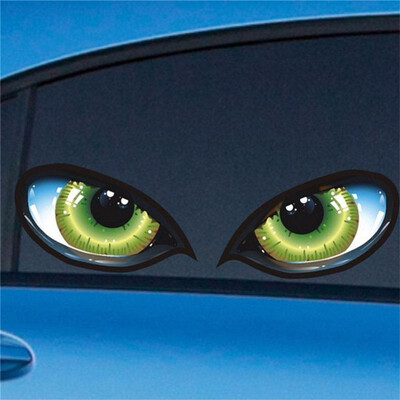 

2Pcs 3D Stereo Reflective Cat Eyes Car Sticker Car Auto Side Fender Eye Stickers Adhesive Creative Rearview Mirror Decal