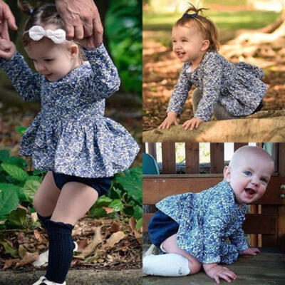 

Newborn Baby Girls Floral Long Sleeve Dress Pants Shorts Briefs Outfits Clothes