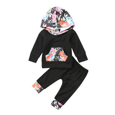 

2PCS Toddler Baby Girl Boy Floral Sweater Tops Long Pants Set Clothes Outfits