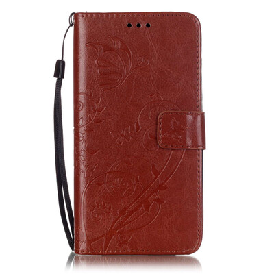 

Brown Flower Design PU Leather Flip Cover Wallet Card Holder Case for HUAWEI G8