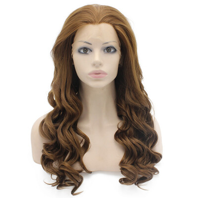 

Long Wavy Brown Heat Friendly Fiber Lace Front Wig Natural