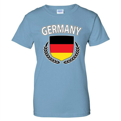 

Germany Flag Creat Olive Wreath Laurel German Pride Womens T-Shirt