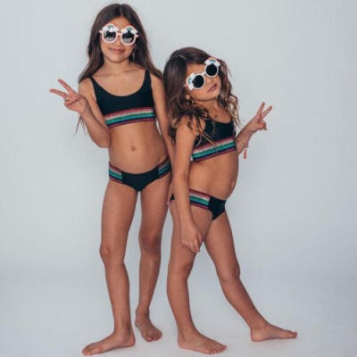 

US Family Matching Swimwear Mother Daughter Women Kid Baby Girls Swimsuit Bikini