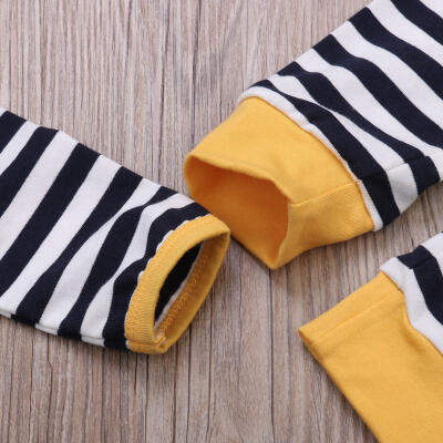 

Infant Baby Girl Boy Clothes Cotton Striped Tops T-shirtPants 3pcs Outfits Set