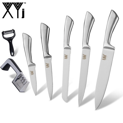 

XYJ Stainless Steel Paring Utility Slicing Bread Chef Knife With Knife Sharpener Peeler