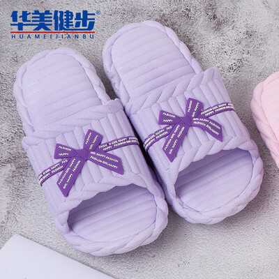 

Colorful walking slippers female sandals cute Japanese girls color matching comfortable soft home bathroom outdoor beach cute bow HM071 purple 38-39