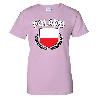 

Poland Flag Crest Olive Wreath Laurel Polish Pride Womens T-Shirt