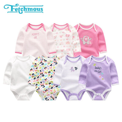 

7PCSLot Unicorn Full Sleeve Newborn Baby Girls Clothes Rompers Babywear Bodysuists One Pieces Baby Boys Clothes Cotton O-Neck