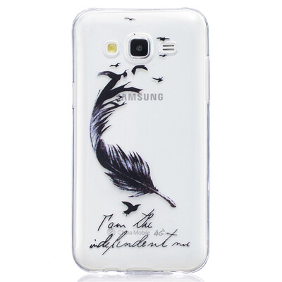 

Черные перья Pattern Мягкий Тонкий TPU Резиновый Силиконовый гель Чехол для SAMSUNG GALAXY J5