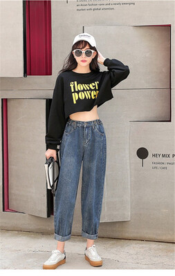 

New winter 2018 fleece jeans women harem nine point pants thickened warm eight thin father radish pants