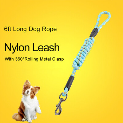 

Nylon Dog Leash 6ft Long Walking Dog Rope Metal Clasp Dog Chain Traction Rope for Dog Training Walking Outside