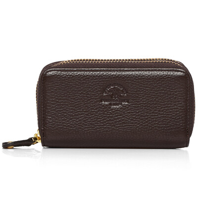 

St Paul&39s key bag fashion casual men&39s first layer of leather crossed double zipper brown multi-function key case