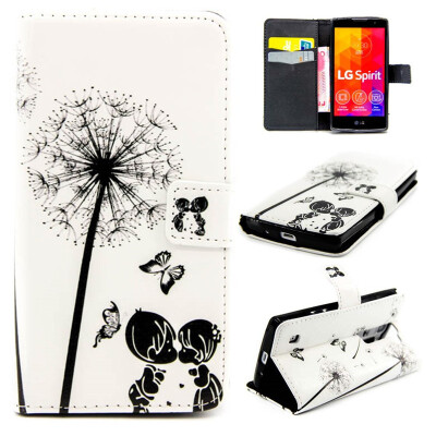 

Children and dandelion Design PU Leather Flip Cover Wallet Card Holder Case for LG Spirit H422