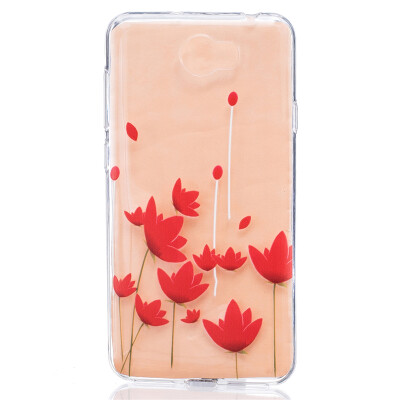 

Red flower Pattern Soft Thin TPU Rubber Silicone Gel Case Cover for HUAWEI Y5 II